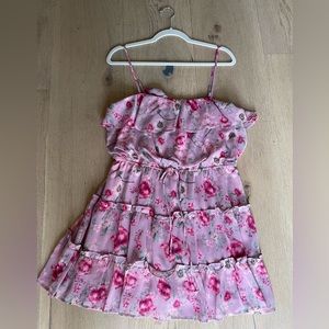 Pink ruffle mini dress